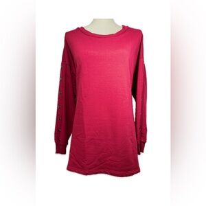 The Sweatshirt Project Top Women’s Size L Red Button Sleeve Detail